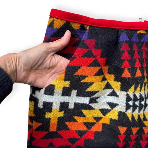 Custom Made Pendleton Fabric Chief Joseph Pattern Wool Mini Skirt, sz 30” (Sm) - Picture 2 of 7